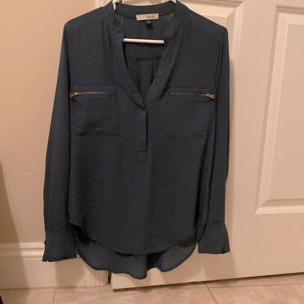 Jade green sheer top